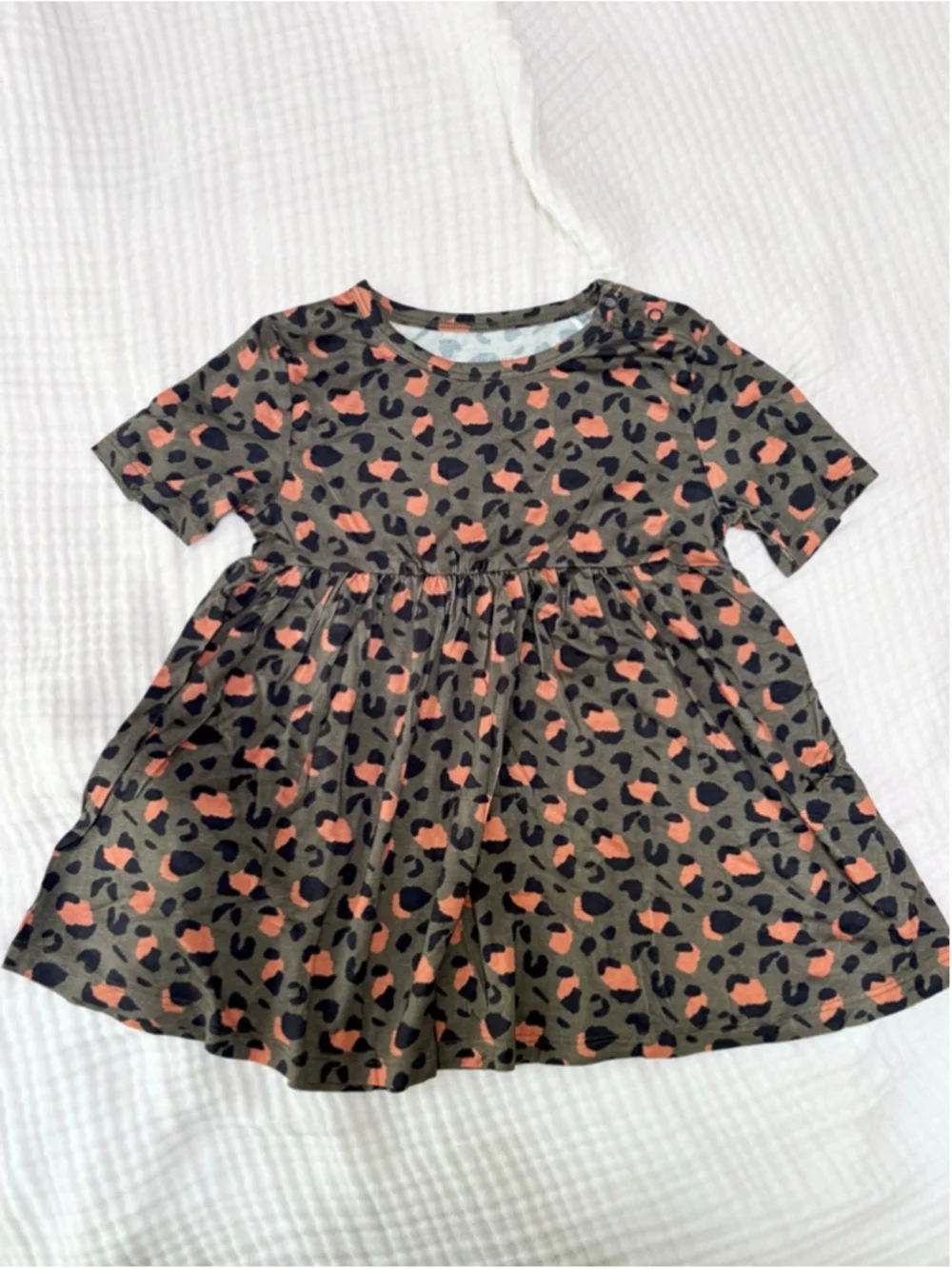 Girls Posh Peanut Bamboo Matching Set 6 Green Orange Leopard Print